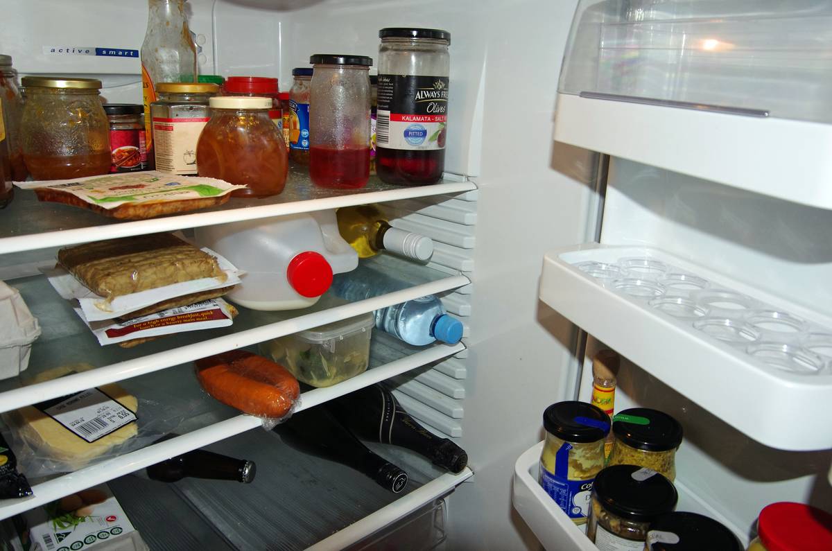 open fridge with food in it