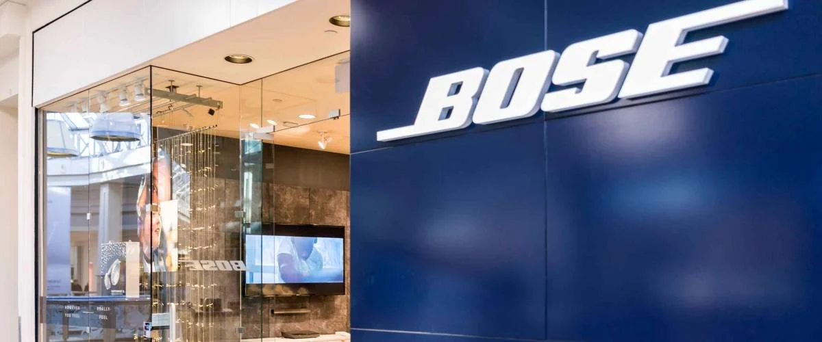 Tysons, USA - January 26, 2018: Bose closeup store sign entrance shopping in Tyson's Corner Mall in Fairfax, Virginia by Mclean