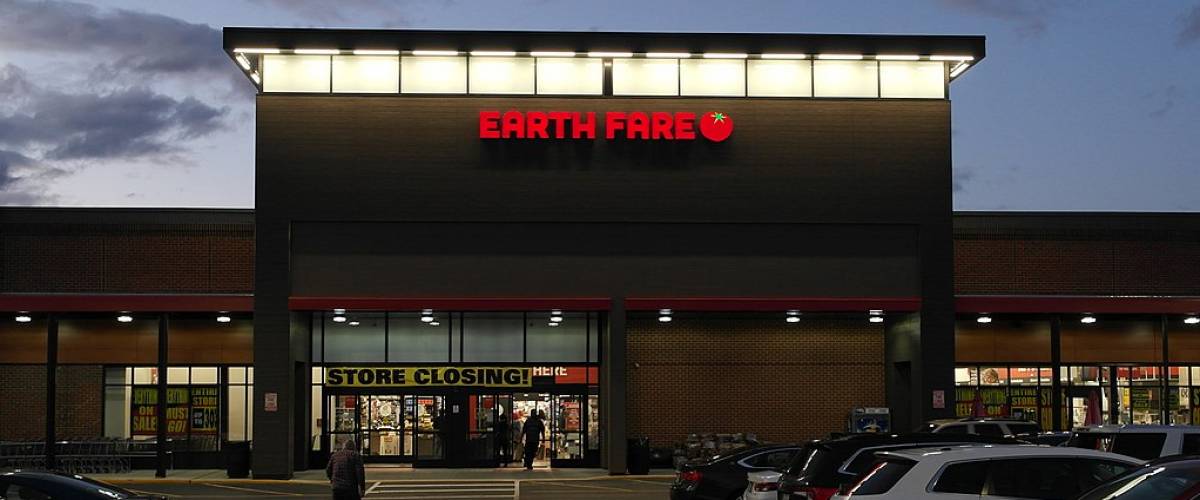 An Earth Fare store going out of business in Williamsburg, Virginia.