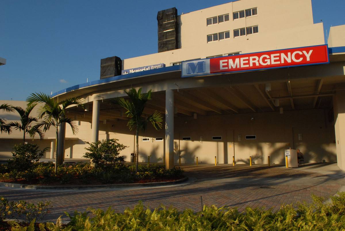 An emergency entrance to a Florida hospital is pictured.